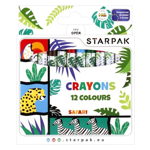 LÁPICES DE CERA 12 COLORES SAFARI STARPAK 490936