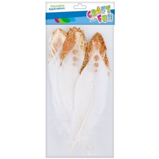 PLUMAS DECORATIVAS BLANCO/DORADO 17-22 CM CRAFT WITH FUN 463658