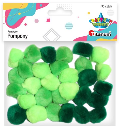 POMPONES ACRILICO 25MM TONO VERDE 30 UDS. SERIE TITANUM CRAFT-FUN