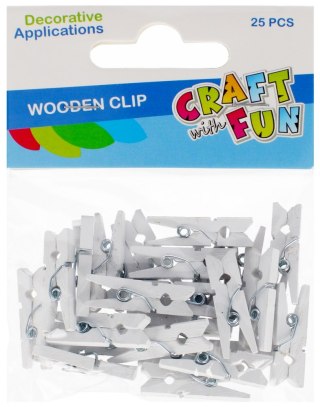 DECORACION DEK CLIP MADERA 25PZS 2.5CM BLANCO CF12/144 CRAFT WITH FUN