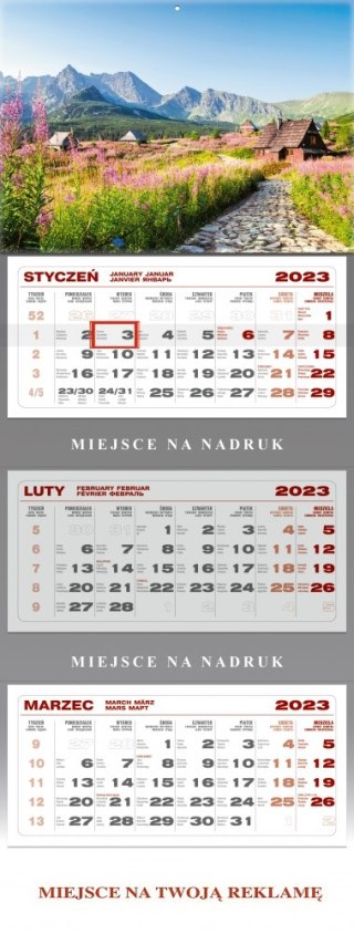 CALENDARIO TROJDZIEL 77X29 TATRAS WN FOL ALREDEDOR DE NOSOTROS