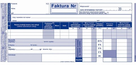 IMPRESIÓN DE FACTURA DE VENTA A PRECIOS NETOS 1/3A4 MP 105-8E MIC MICHALCZYK I PROKOP