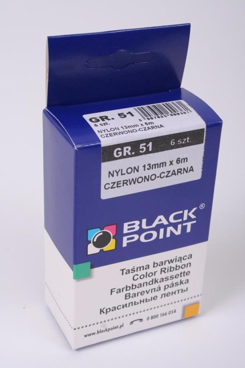 CINTA COLOR BP 51 13MMX6M NEGRO-ROJO BLACK-POINT BLACK-POINT