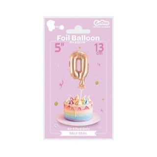 GLOBO FOIL 13 CM EN PALO DIGITAL 0 ORO GODAN BC-5RZ0 GODAN