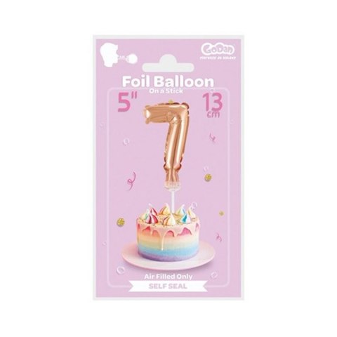 GLOBO FOIL 13 CM EN PALO NUMERO 7 ORO GODAN BC-5RZ7 GODAN