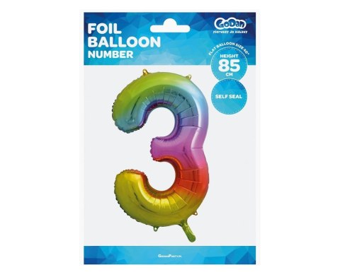 GLOBO DE FOIL DIG 3, ARCO IRIS, 85 CM HS-C34T3 GODAN