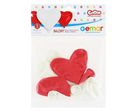 GLOBOS PREMIUM "5 CORAZONES", ROJO Y BLANCO / 5 PCS. CR/45-01/5 GODÁN