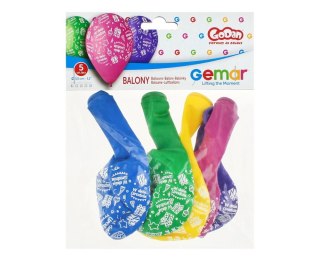 GLOBOS PREMIUM "EL CUMPLEAÑOS", COLORIDOS, 12" / 5 PCS GODAN