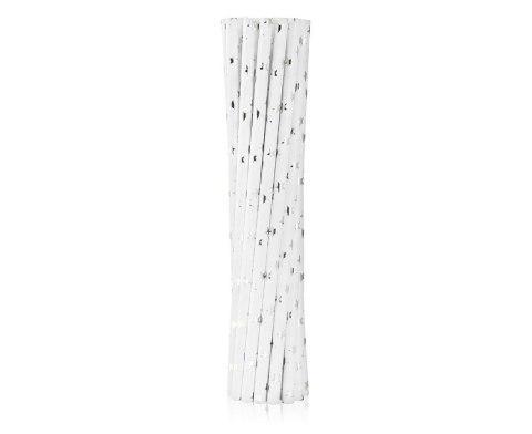 TUBO DE PAJA DE PAP. ESTRELLAS DE PLATA, 6X197MM / 12 UDS. PATRÓN BRILLO SG-RPSG12 GODAN