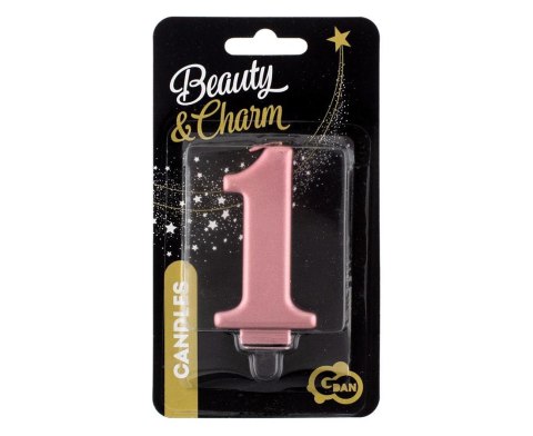 VELON NUMERO 1, ORO ROSA METALIZADO, 8.0 CM PF-SCRZ1 GODAN