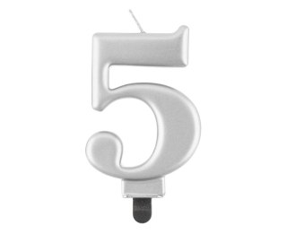 VELA NUMERO 5, PLATA METALICA, 8.0 CM PF-SCS5 GODAN