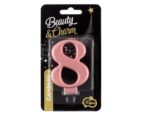 VELON NUMERO 8, ORO ROSA METALIZADO, 8.0 CM PF-SCRZ8 GODAN