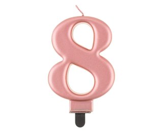 VELON NUMERO 8, ORO ROSA METALIZADO, 8.0 CM PF-SCRZ8 GODAN