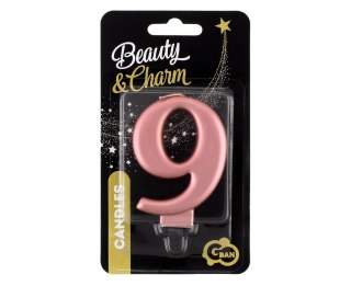 VELON NUMERO 9, ORO ROSA METALIZADO, 8.0 CM PF-SCRZ9 GODAN