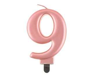 VELON NUMERO 9, ORO ROSA METALIZADO, 8.0 CM PF-SCRZ9 GODAN