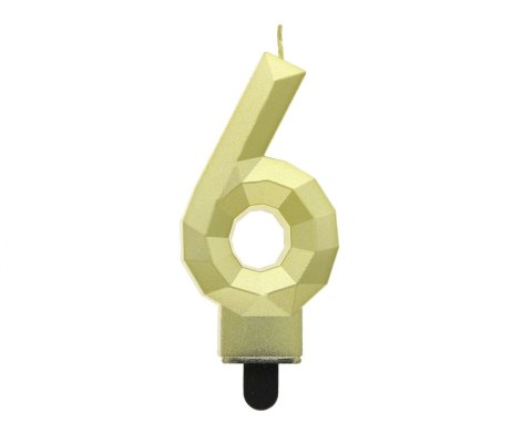 VELON NUMERO 6 - DIAMANTE, ORO METALIZADO, 7,6 CM GODAN