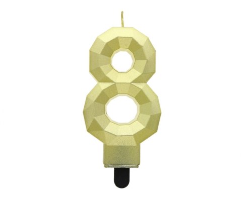 VELA NUMERO 8 - DIAMANTE, ORO METALIZADO, 7,6 CM GODAN